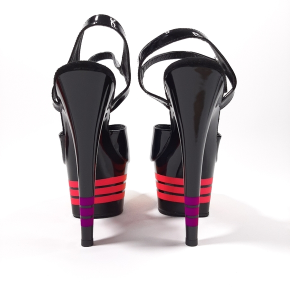 Pleaser Adore 709UVLN Black Patent and Neon Platform Heels Size 11 - Picture 10 of 12